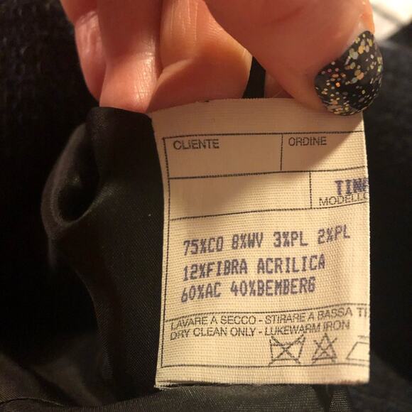 SANTORELLI navy & black tweed button up blazer Size 2 Office Career Work - Picture 5 of 7